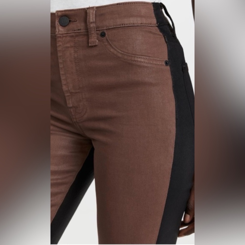 7 For All Mankind HW Cropped Straight Jeans – Two-Tone Brown - Size 24 - NWT - Picture 3 of 8